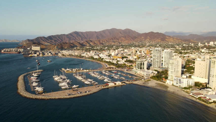 Aerial view on Santa Marta, Magdalena, Colombia