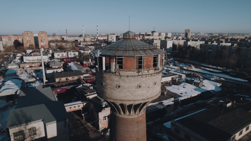 Old water tower, aerial photography