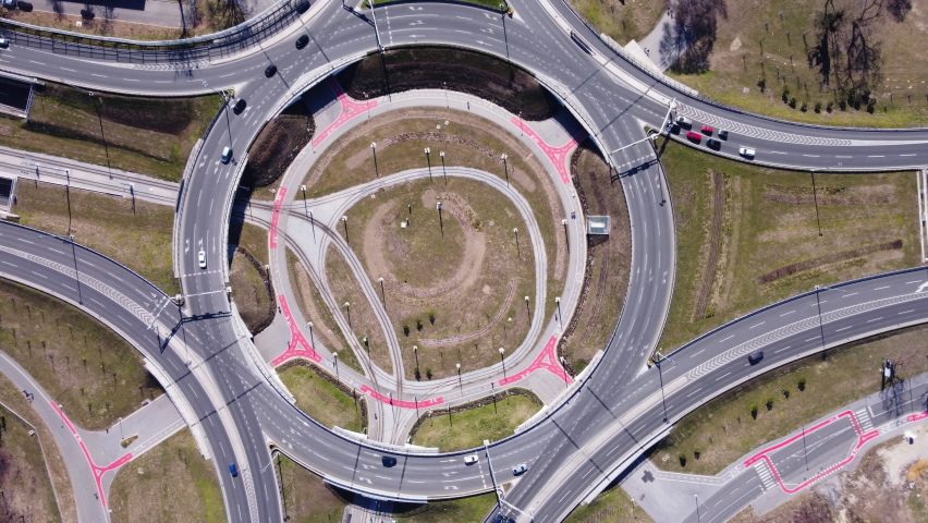 Aerial drone shot of roundabout 4K | Shutterstock HD Video #1088459981