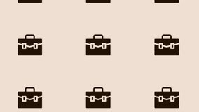 animation of black briefcase icon rotating on light pastel background