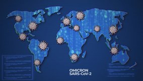 Omicron Connection Binary Code on The World Map Animation. Digital Data. Financial Covid-19 Crisis.  Global Coronavirus Pandemic. 4K - Powered by Shutterstock - Get 15% off with code: PIKWIZARD15