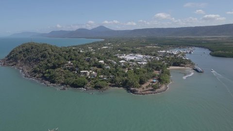 Captivating Scenery Of Port Douglas Town Near Morey Reef In Queensland, Australia. aerial