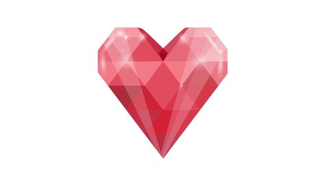 3D animated Geometrical polygonal red heart with gold frame design modern beating heart animation Isolated on black background Valentine's Day, Woman's Day or Mother's Day Social Media Design Element