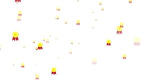 4K 3D Flying Particle golden Medal Animated Pattern Design. Champion and top medals. Texture Animation Design. Moving gold medals with satin red ribbons. Best, e-commerce, featured, selling, top icon. - Powered by Shutterstock - Get 15% off with code: PIKWIZARD15