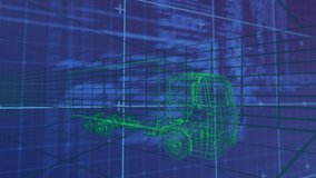 Animation of data processing over digital lorry on blue background. global technology and digital interface concept digitally generated video. - Powered by Shutterstock - Get 15% off with code: PIKWIZARD15