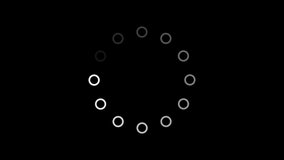 Loading white outline of circle icon animation on black background. Seamless looping. Video animated background.