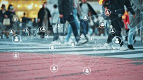 City crowds and communication network concept. IoT (Internet of Things). Digital transformation. - Powered by Shutterstock - Get 15% off with code: PIKWIZARD15