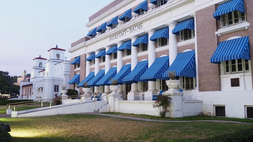 Arkansas, MAR 19 2022 - Evening view of the Buckstaff Bathhouse