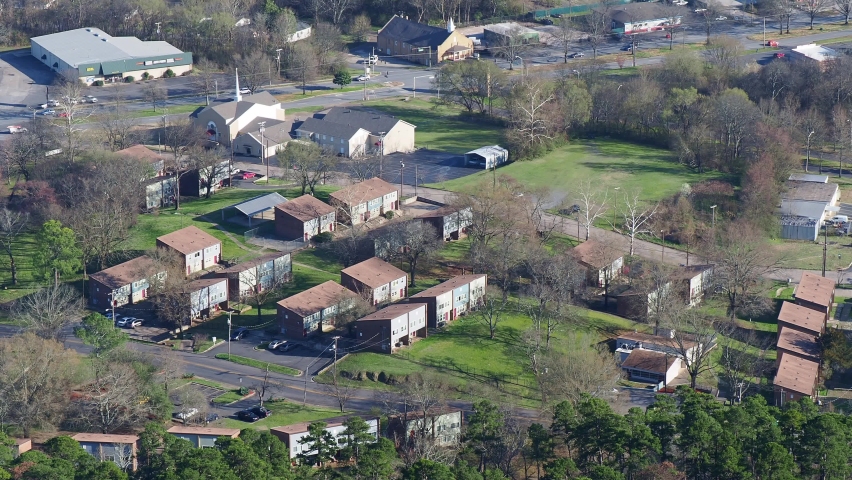 High angle view of the downtown Hot Springs at Arkansas