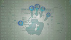 Animation of hand bionic security system over data processing in yellow and black space.  global internet security, data processing, connections and digital interface concept digitally generated vide - Powered by Shutterstock - Get 15% off with code: PIKWIZARD15