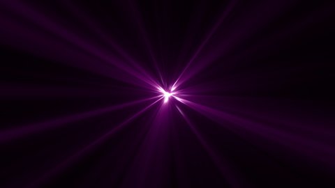 4K Seamless loop center shine purple light  symmetrical flash lights optical lens flares effect element shiny animation art background. Abstract lighting lamp rays effect dynamic purple  color bright 