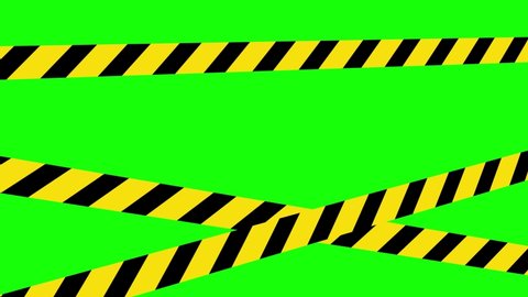 Animated Barricade Tape Lines 4K Animation, Green Background for Chroma Key Use