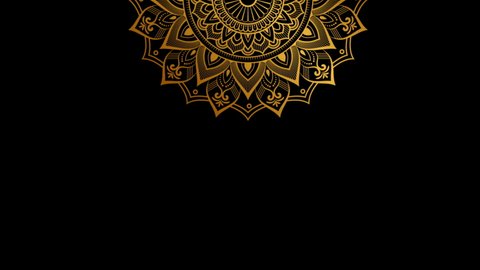 Looping symmetrical mandala abstract gold motion design on black background. mandala art or indian motif .luxury golden mandala and royal golden mandala on black background.