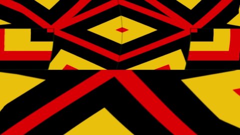 An interior background, formed by geometric shapes, colored in black; red and yellow. This animated decorative design is a reusable video.