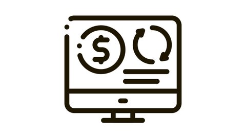 refinance money in computer mode Icon Animation line