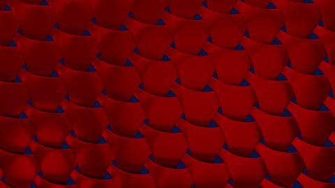 Beautiful abstract animation of red overlapping three dimensional elements.