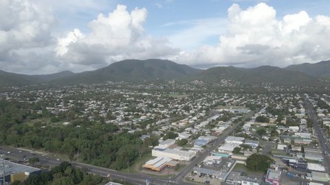 Mount Archer National Park With Berserker Community In The Foreground In Rockhampton, Queensland, Australia. - aerial