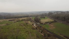 Drone footage of Hambrook Marshes in Canterbury on an overcast day