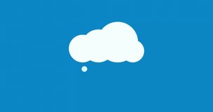 Storm and rain with cloud. Simple vectors animated in blue background. Weather report video