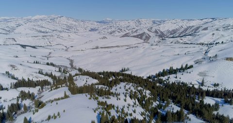 Anderson Ranch Reservoir Idaho in winter 4k drone footage