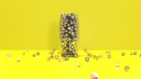 Falling objects in vase - 3D Rendering 4k Video