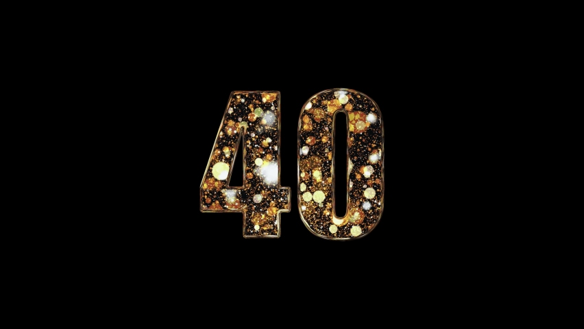 Golden Number 40 Animation. Number Forty Animation. Figure 40, sign, digit, unity. Self drawing math symbol animation. Number forty. Forty. - Powered by Shutterstock - Get 15% off with code: PIKWIZARD15