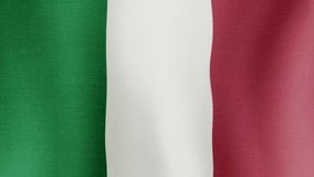 Animation of the national flag of the country of Italy fluttering in the wind with a fabric texture in 4K