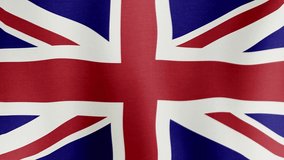 Animation of the national flag of the country of Great Britain fluttering in the wind with a fabric texture in 4K