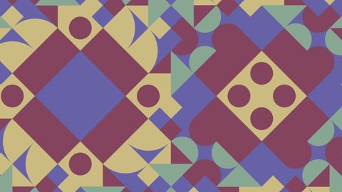 Abstract geometric mosaic with very peri violet elements. Geometric tiles in abstract seamless loop animated pattern. Endless motion graphic background in a flat design