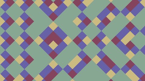 Geometric tiles in abstract seamless loop animated pattern. Abstract geometric mosaic with very peri violet elements. Endless motion graphic background in a flat design