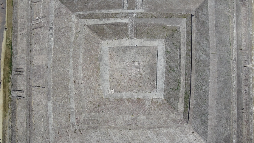 top view drone pyramids Teotihuacán mexico in calzada de los muertos