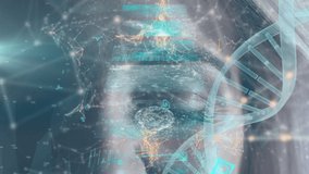 Animation of diverse data on screens and connections over dna chain and caucasian woman. science, human biology, technology and digital interface concept digitally generated video. - Powered by Shutterstock - Get 15% off with code: PIKWIZARD15