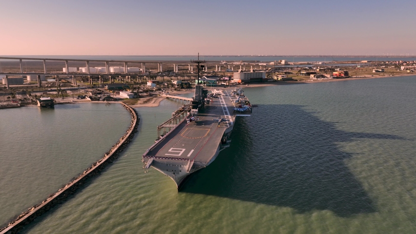 Aerial Point of View of the USS Lexington Cv-16 Royalty-Free Stock Footage #1088525193