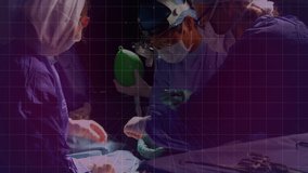 Animation of diverse male and female surgeons working in surgery room. medicine and healthcare services concept digitally generated video.