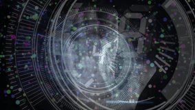 Animation of counting, warning, security and fingerprints moving in black space with dots.  global internet security, data processing, connections and digital interface concept digitally generated vi - Powered by Shutterstock - Get 15% off with code: PIKWIZARD15