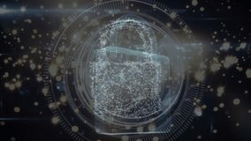 Animation of digital padlock over black background with counting and processing circles.  global internet security, data processing, connections and digital interface concept digitally generated vide - Powered by Shutterstock - Get 15% off with code: PIKWIZARD15