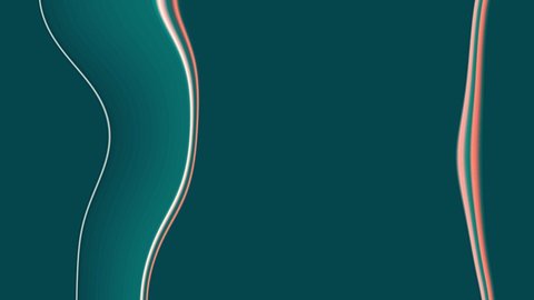 Dark teal background with orange flowing frame. Abstract moving wavy lines animation. Dark green background for presentation. Banner for website. Layout for flyer design