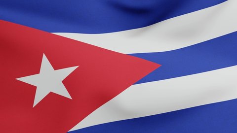 National flag of Cuba waving original size and colors 3D Render, Bandera de Cuba or Estrella Solitaria and Lone Star flag, Republic of Cuba flag textile