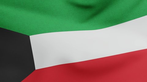 National flag of Kuwait waving original size and colors 3D Render, Alam Baladii Derti used Pan-Arab colours, State of Kuwait flag textile