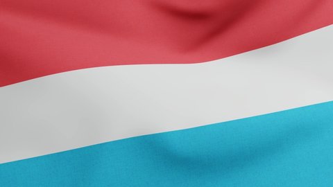 National flag of Luxembourg waving original size and colors 3D Render, Letzebuerger Fandel or Flagge Luxemburgs or Drapeau du Luxembourg, Luxembourg flag triband textile 