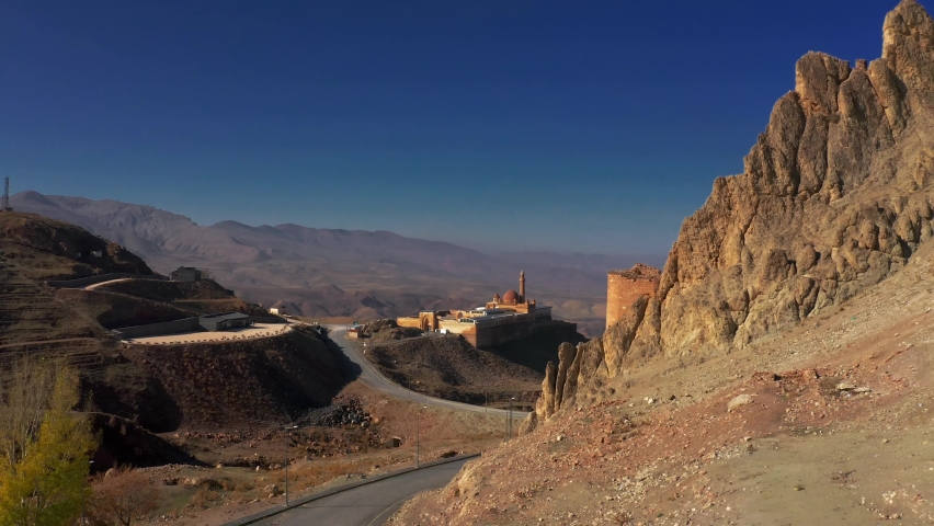Aerial, Ishak-Pascha-Palace, Turkey. Graded and stabilized version. 