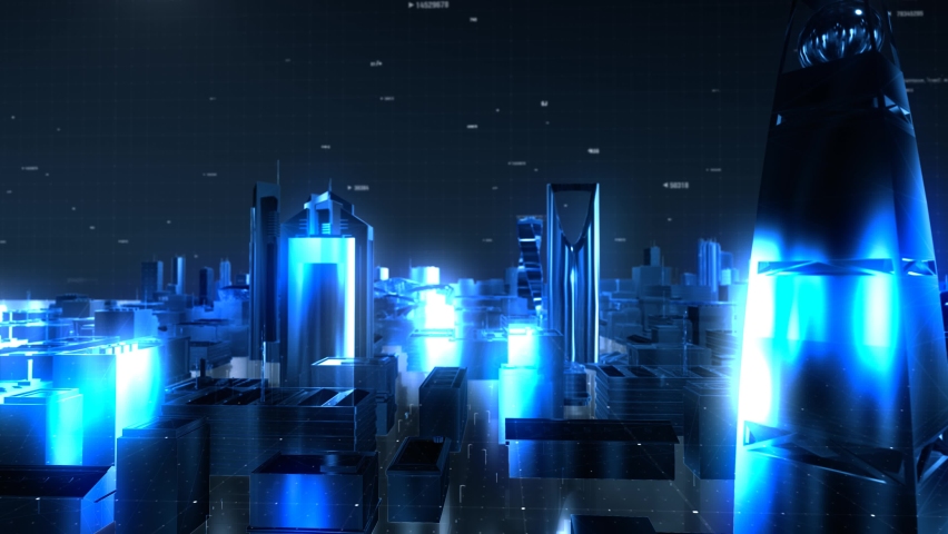 Futuristic city skyline, Artificial intelligence, Internet of things,Aerial view of saudi arabia, vision 2030, saudi arabia, riyadh, holographic city