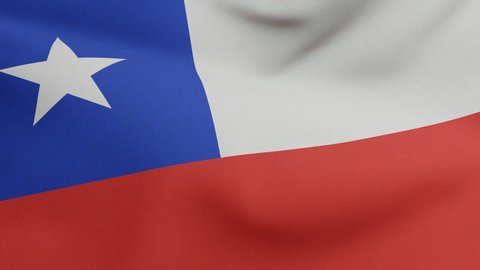 National flag of Chile waving original size and colors 3D Render, La Estrella Solitaria or The Lone Star, Republic of Chile flag textile