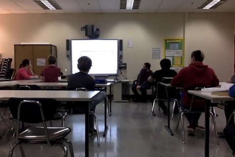 Batumi, Adjara, Georgia - 02.13.2022: Strong earthquake footage in classroom. Earthquake at school.