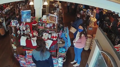 Batumi, Adjara, Georgia - 01.15.2022: Earthquake in supermarket with people. Actual CCTV footage of earthquake in the shop.