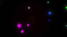 Animation of shapes and stars on black background. global business, finances, connections and digital interface concept digitally generated video.