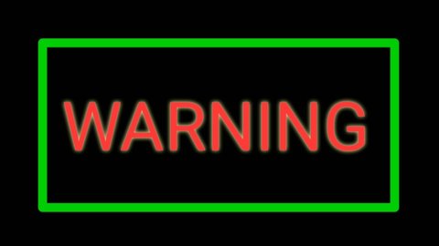 animated text video with the word WARNING