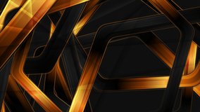 Black glossy and luxury golden stripes. Geometric tech abstract modern motion background. Seamless looping. Video animation Ultra HD 4K 3840x2160