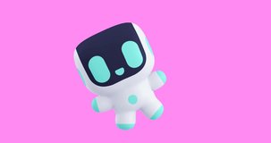 Funny Looped cartoon kawaii character. Cute Robot emotions and move animation. 4k video