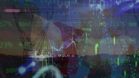 Animation of financial data over flag of france and electricity poles at sunset. economy, energy and european politics concept digitally generated video. - Powered by Shutterstock - Get 15% off with code: PIKWIZARD15